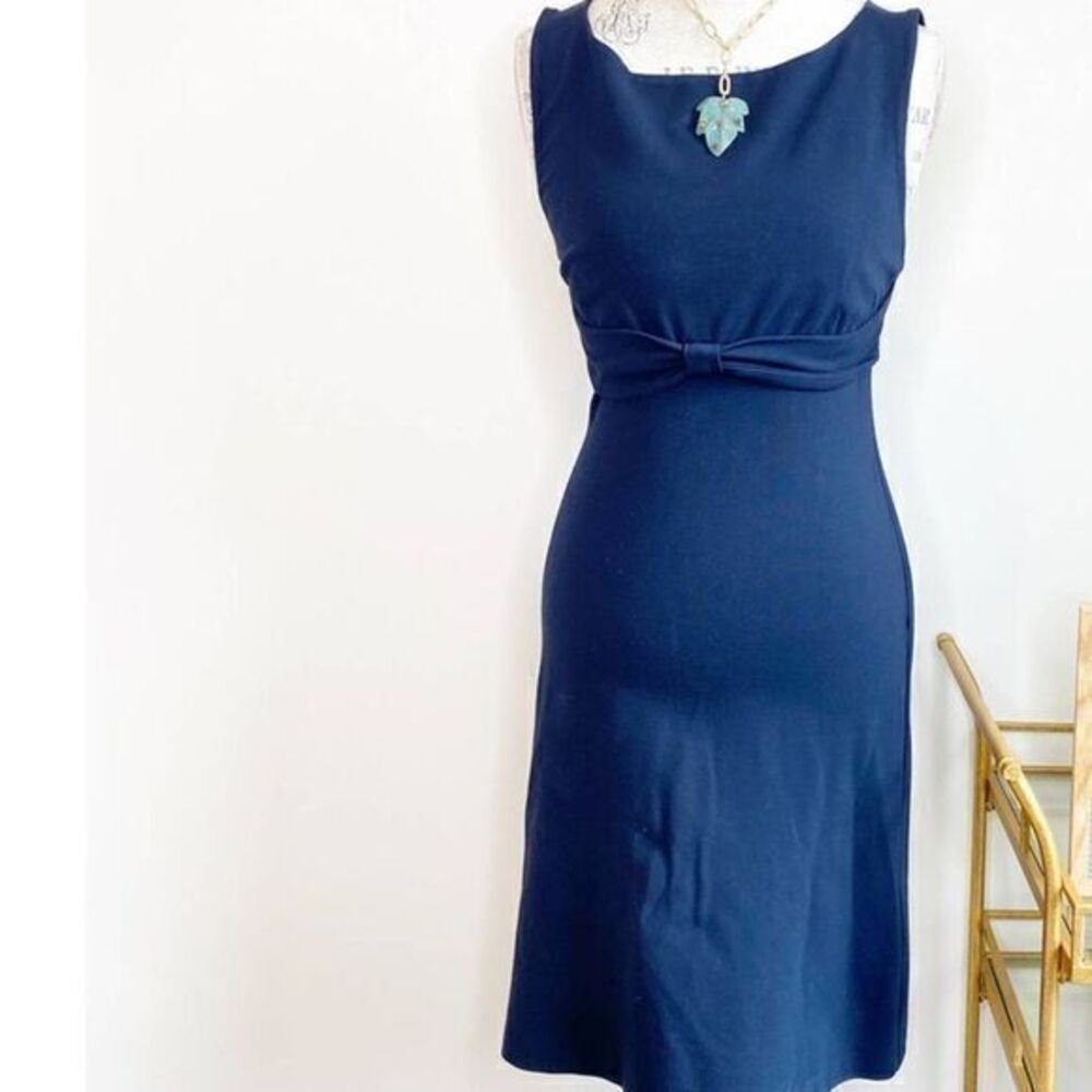 DianeVF fitted front knot bow mini dress navy